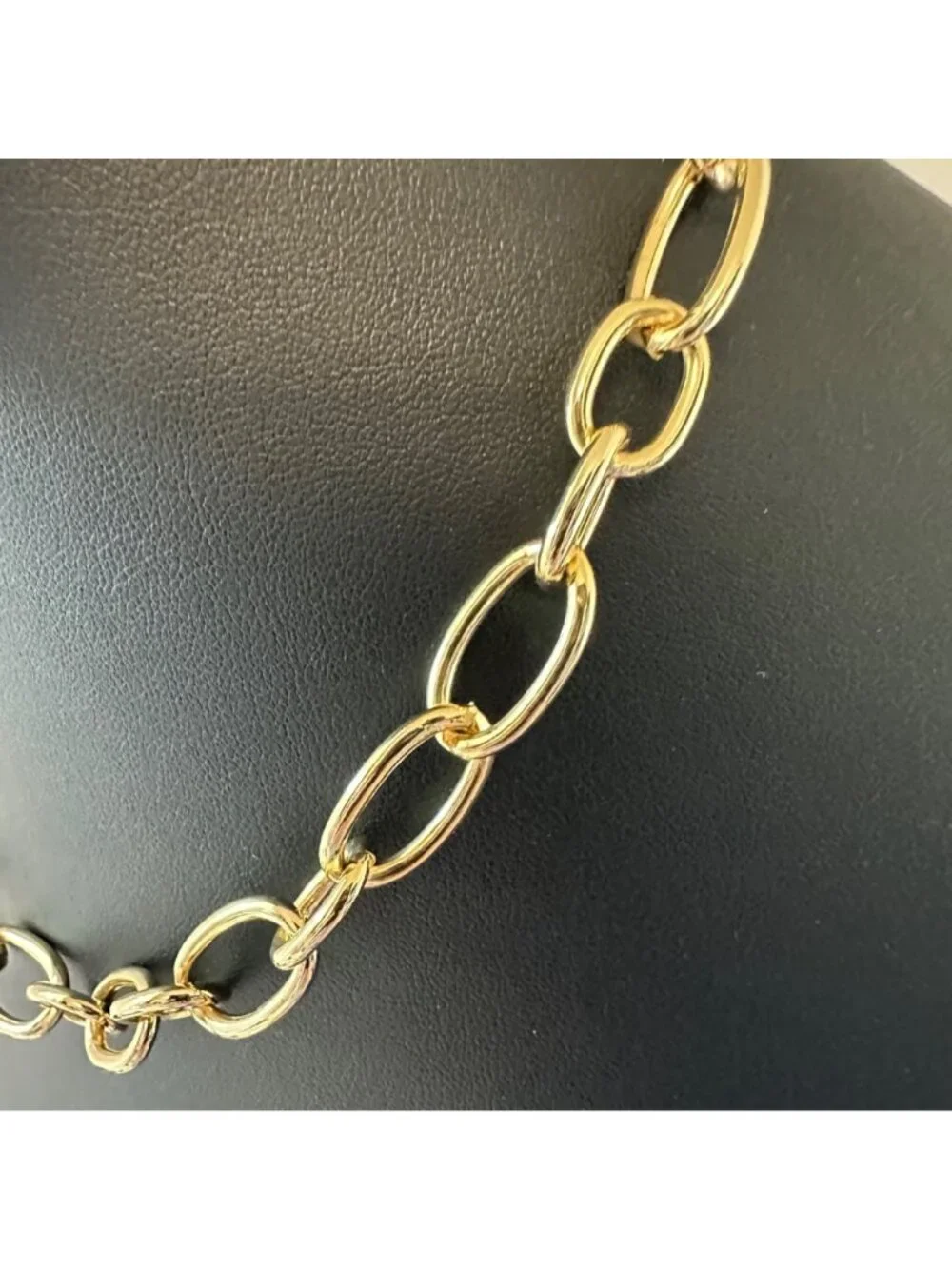 Chan Luu Gold Tone Chunky Chain Link Necklace Labradorite Hook Closure